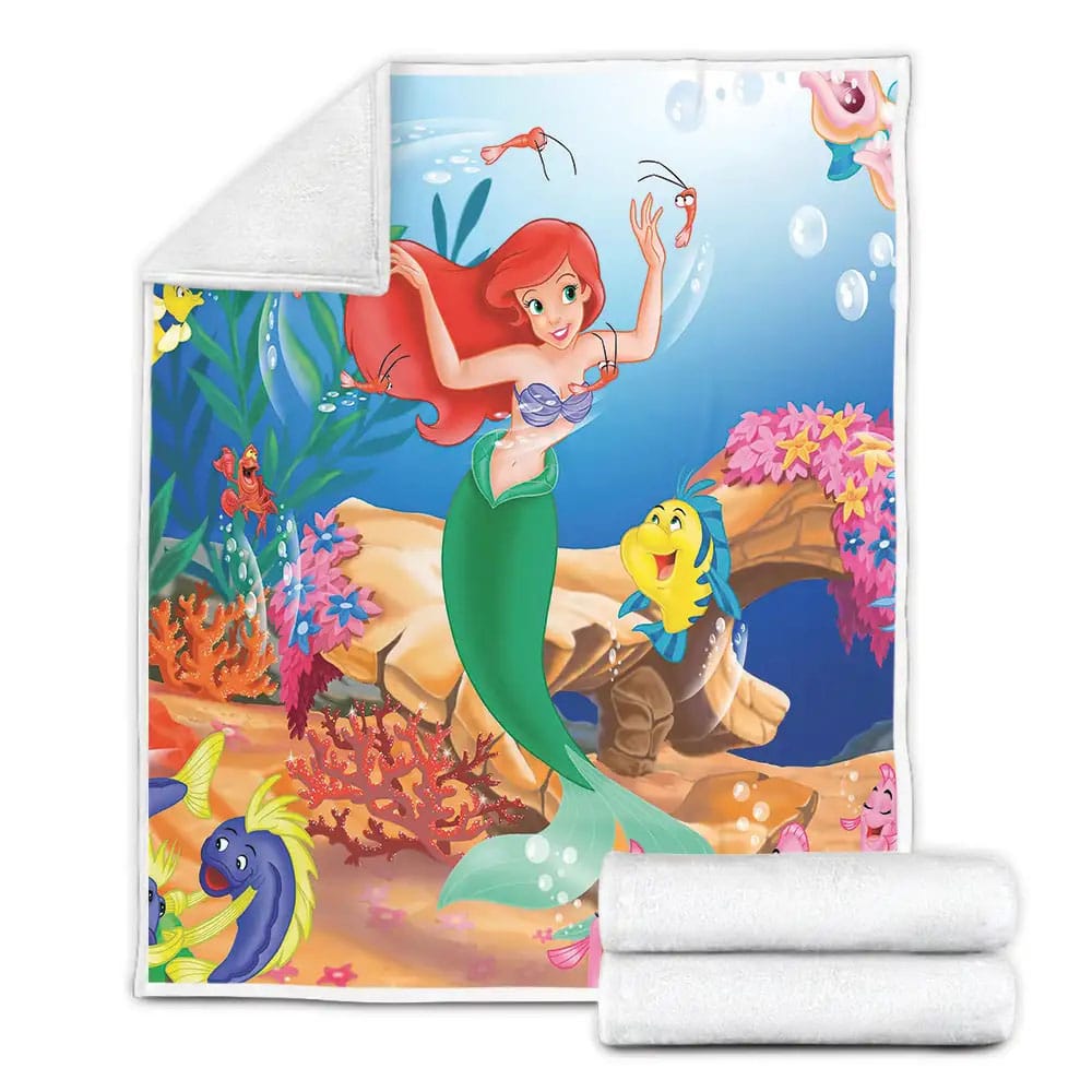 Disney Ariel The Little Mermaid Fleece Blanket Gift For Birthday Halloween Christmas Thanksgiving