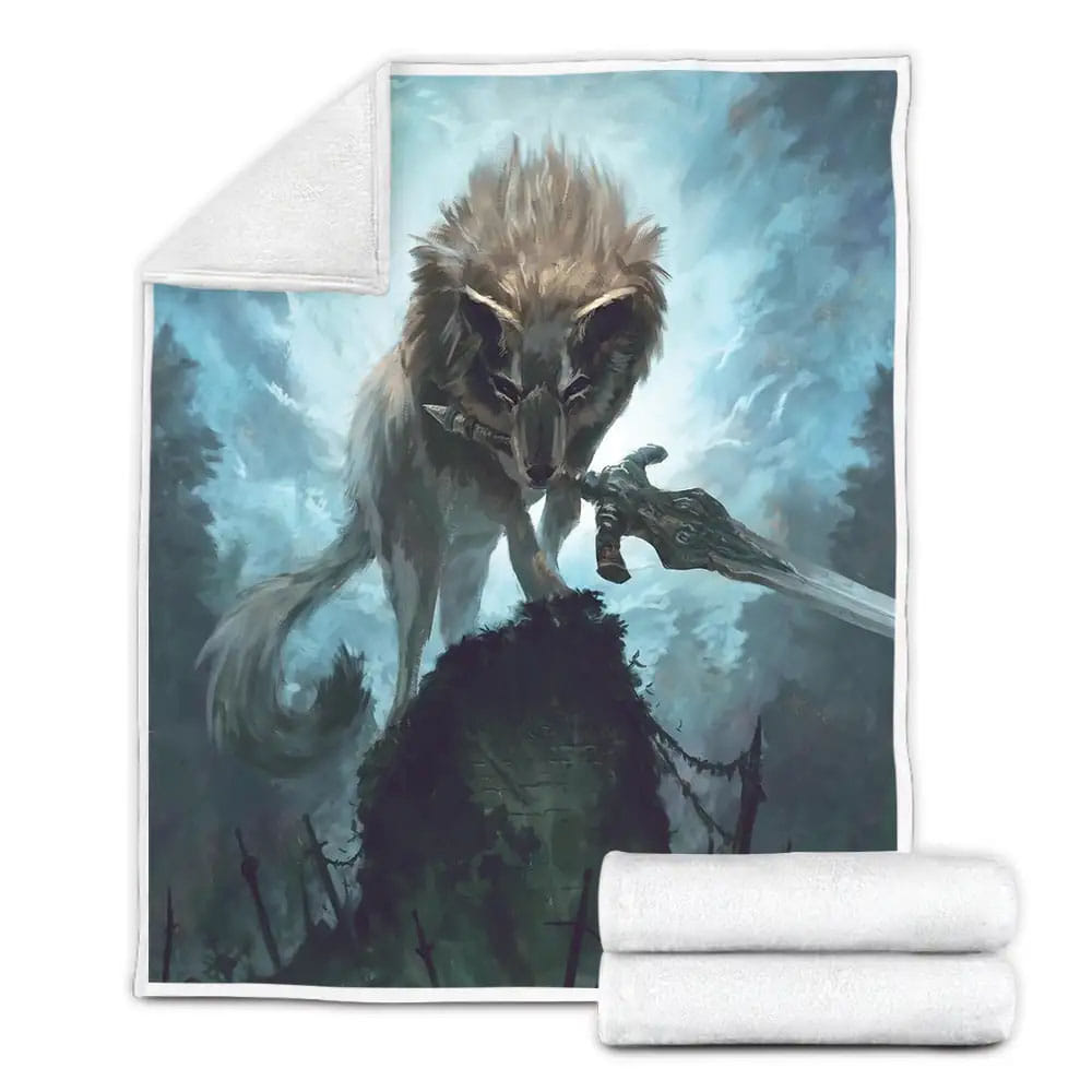 Dark Souls Great Grey Wolf Sif Fleece Blanket Gift For Birthday Halloween Christmas Thanksgiving
