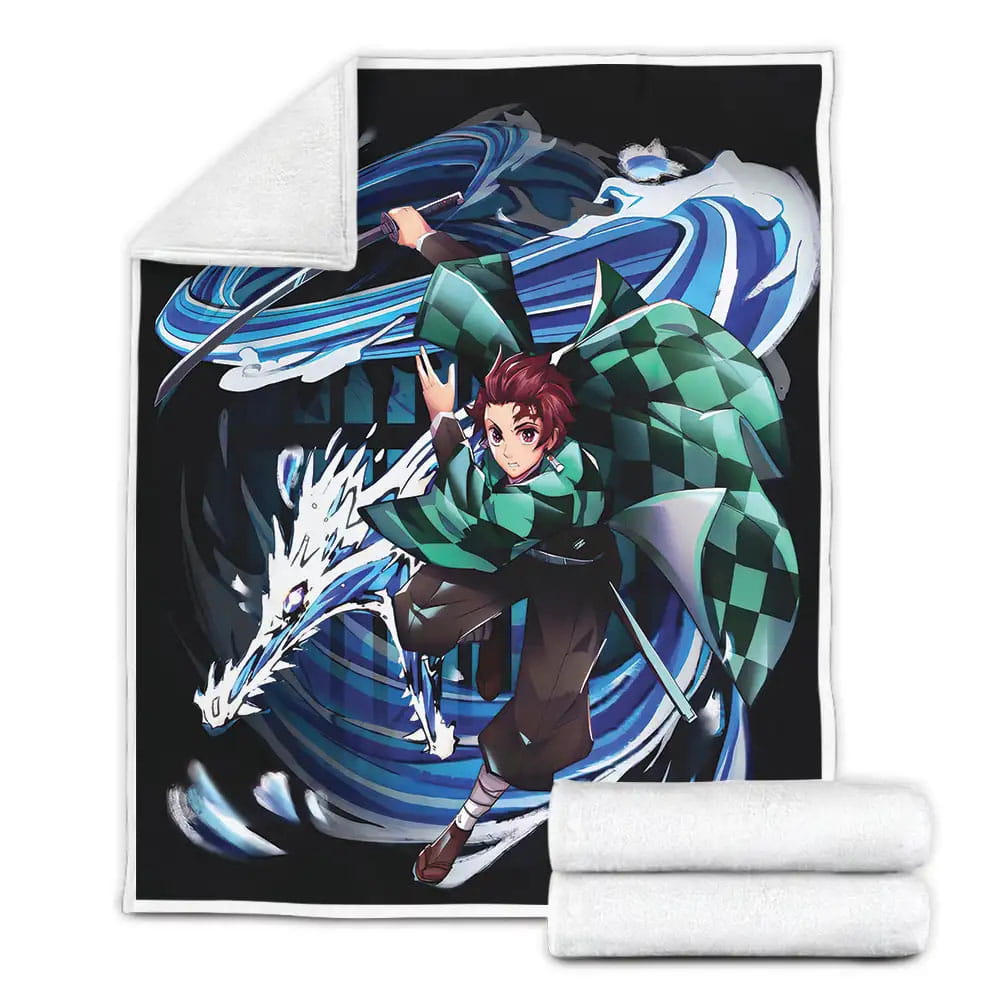 Demon Slayer Tanjiro Tenth Form Constant Flux Artwork Fleece Blanket Gift For Wife Husband Besties