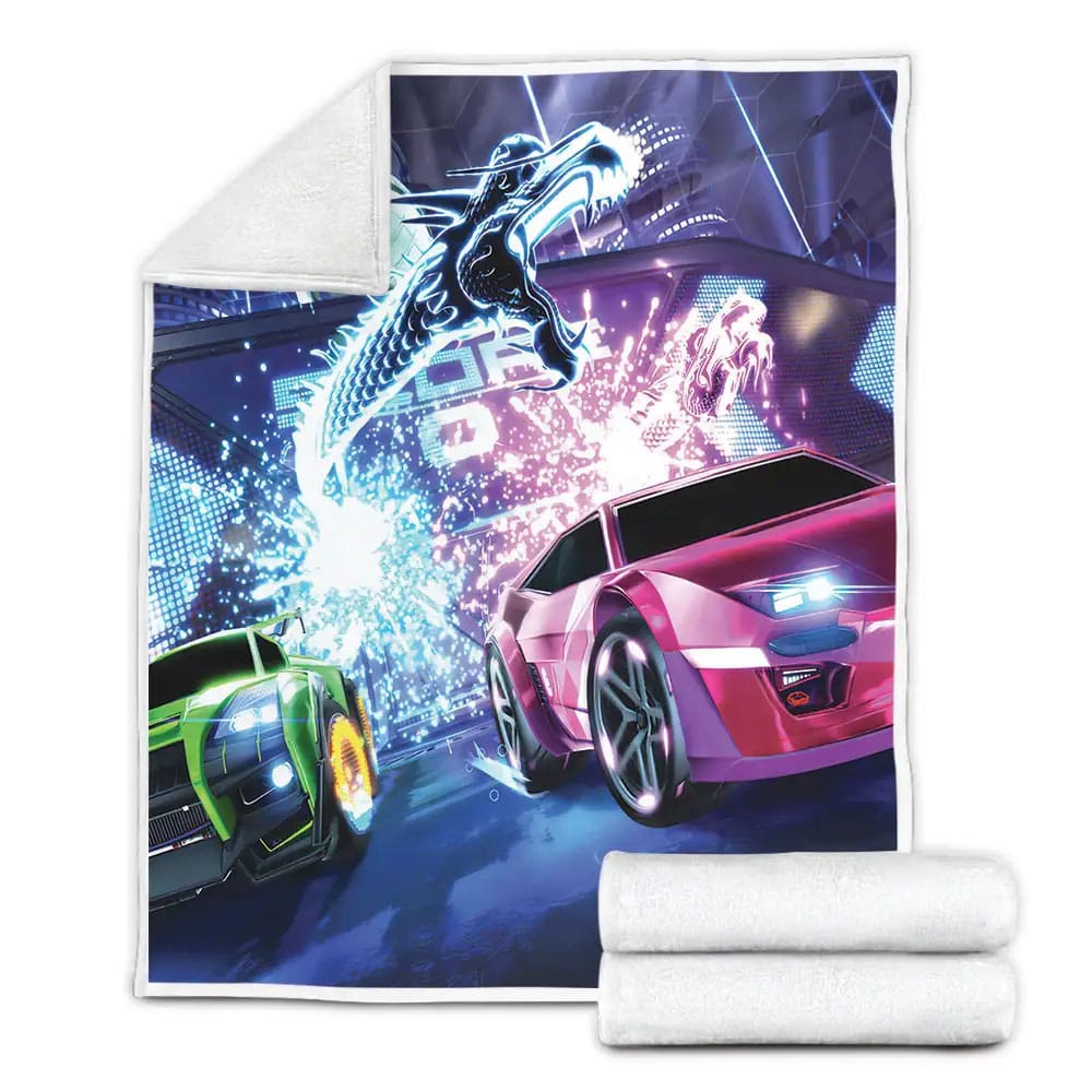 Rocket League Dueling Dragons Digital Art Fleece Blanket Gift For Christmas Thanksgiving Halloween