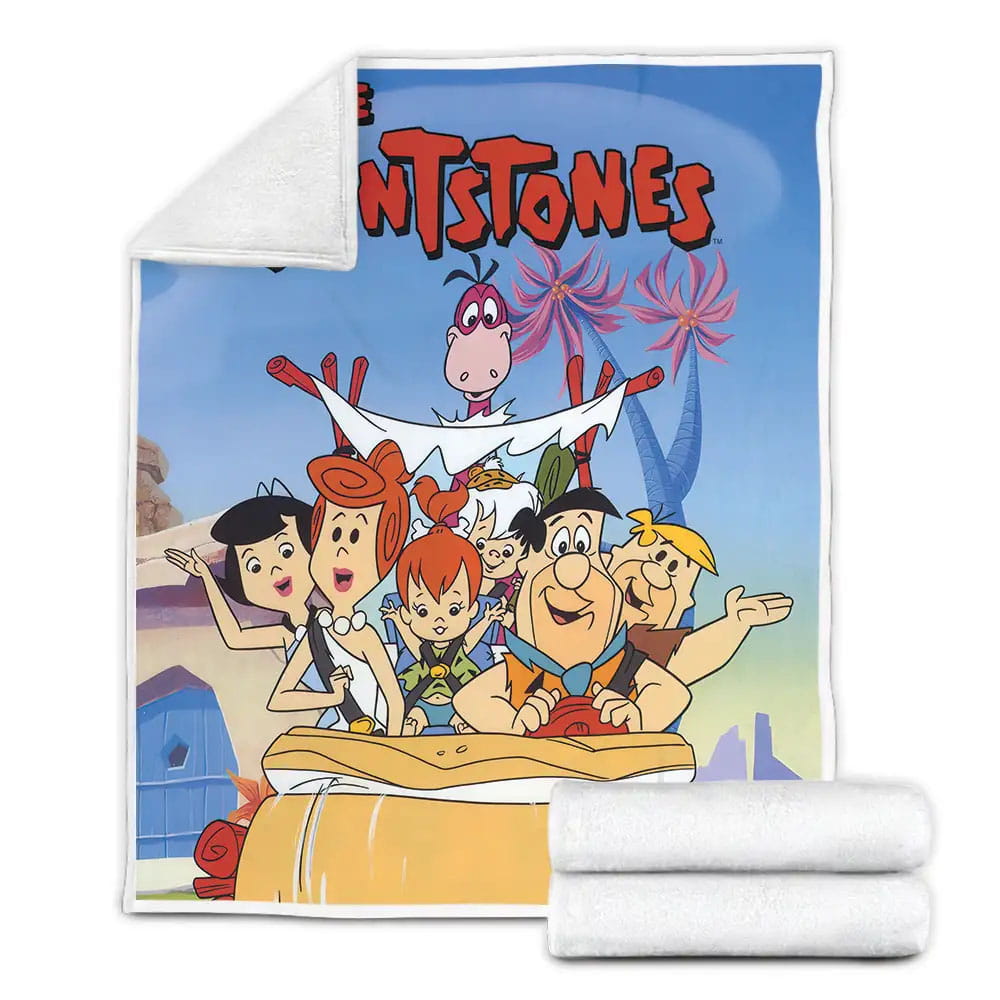 The Flintstones All Characters On The Car Fleece Blanket Gift For Christmas Thanksgiving Halloween