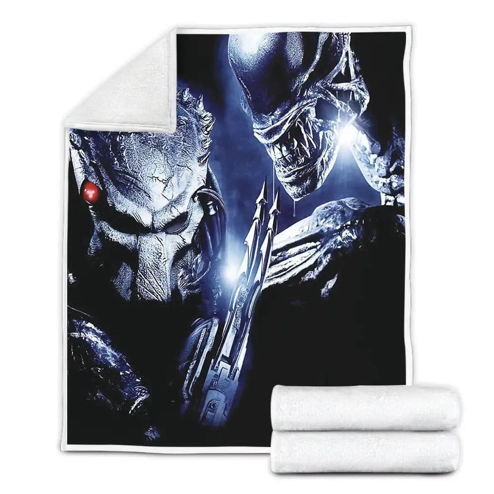 Alien Vs. Predator Movie Poster Fleece Blanket Gift For Birthday Halloween Christmas Thanksgiving