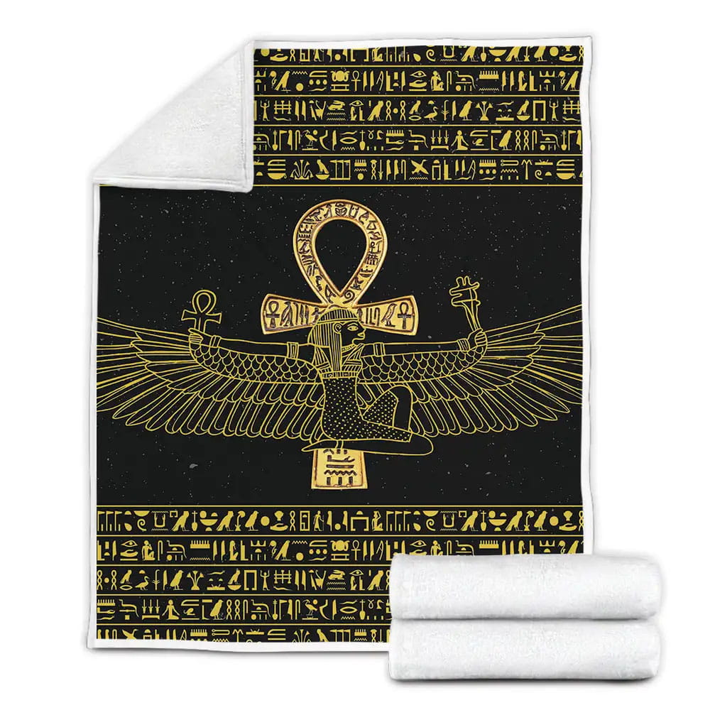 Ancient Egyptian Goddess Golden Fleece Blanket Gift For Birthday Halloween Christmas Thanksgiving