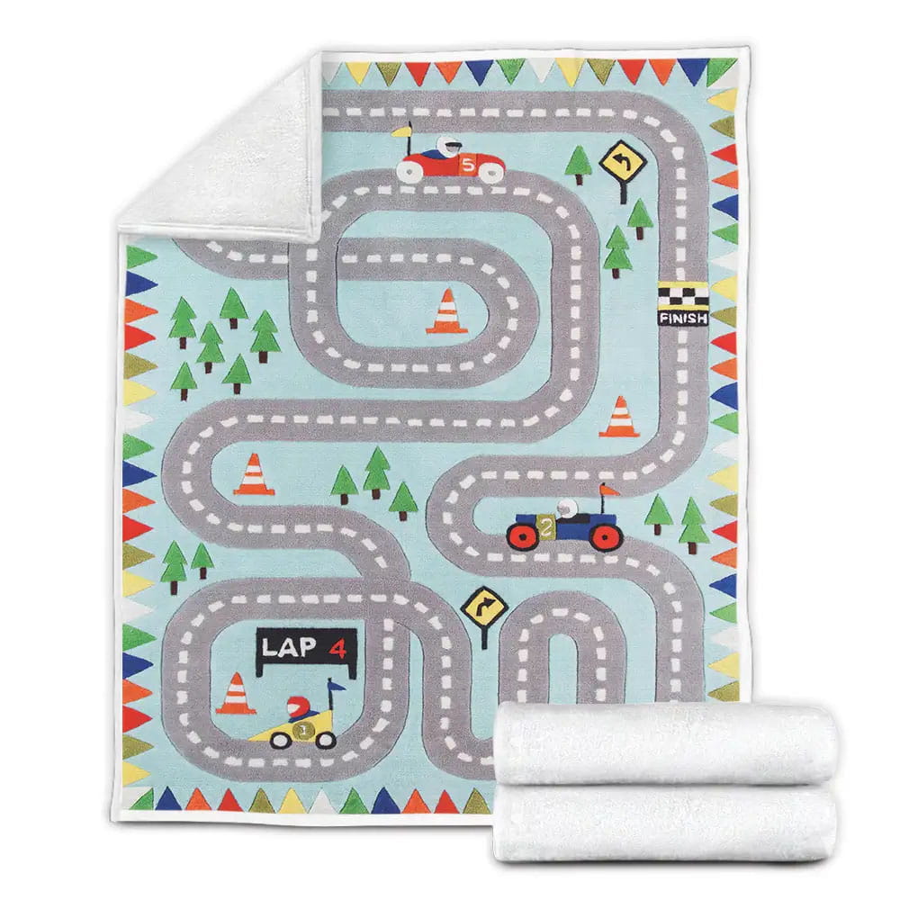 Race Track Play Cars In Streets Fleece Blanket Gift For Birthday Halloween Christmas Thanksgiving