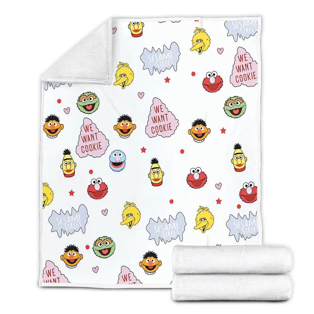 Sesame Street Characters Pattern Fleece Blanket Gift For Birthday Halloween Christmas Thanksgiving
