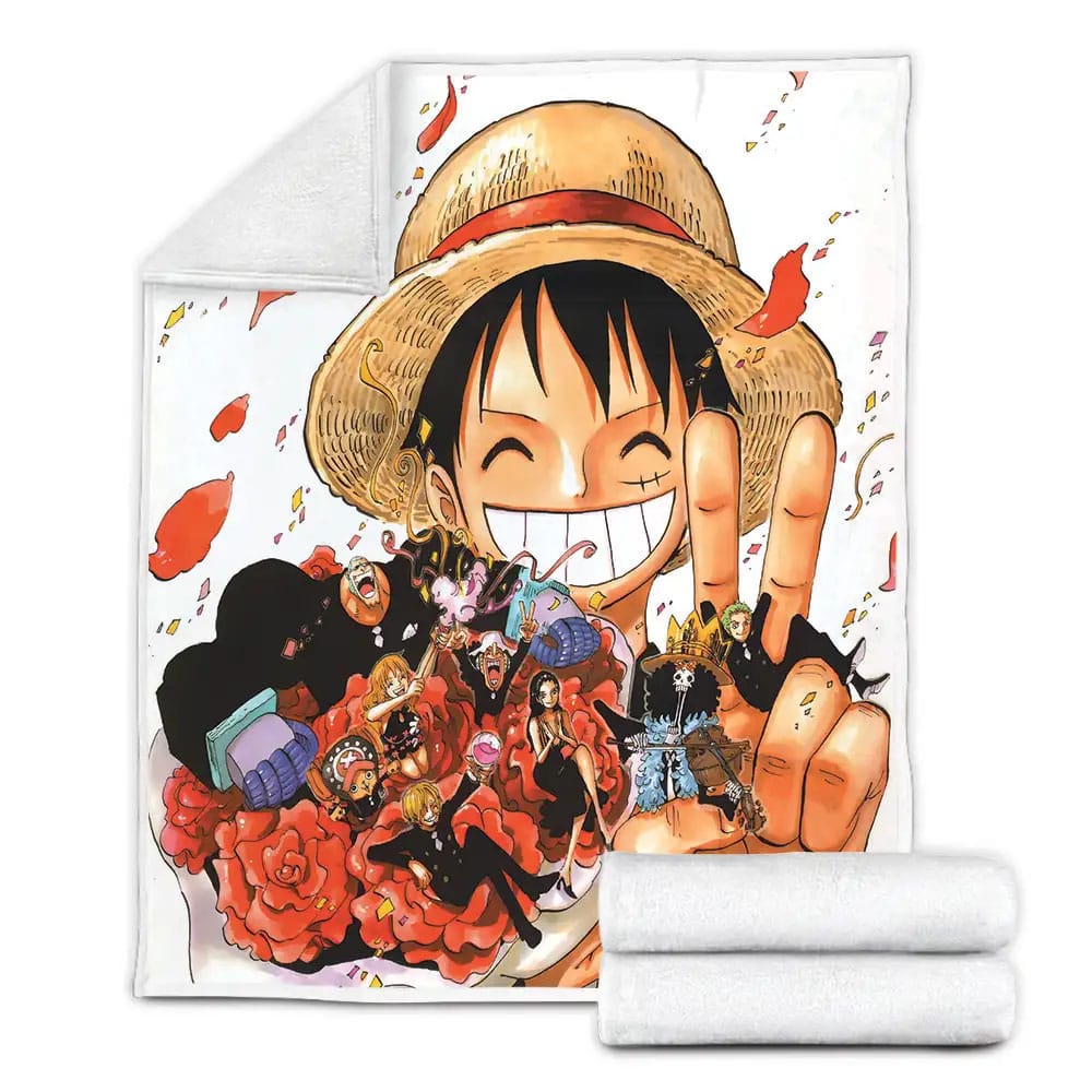 One Piece Luffy And His Friends Fleece Blanket Gift For Birthday Halloween Christmas Thanksgiving
