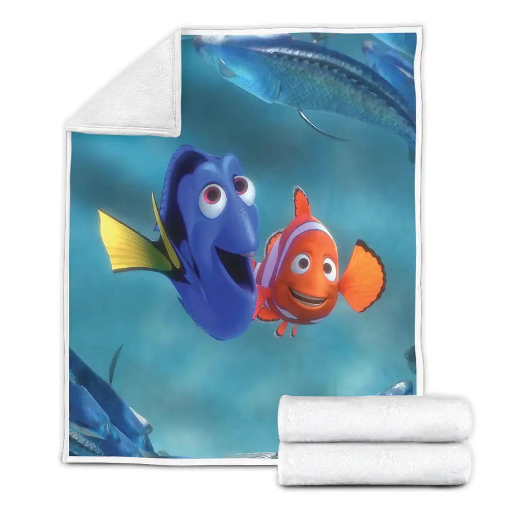 Finding Nemo Marlin And Dory Goodbye To Group Of Fishs Fleece Blanket Gift For Wife Husband Besties