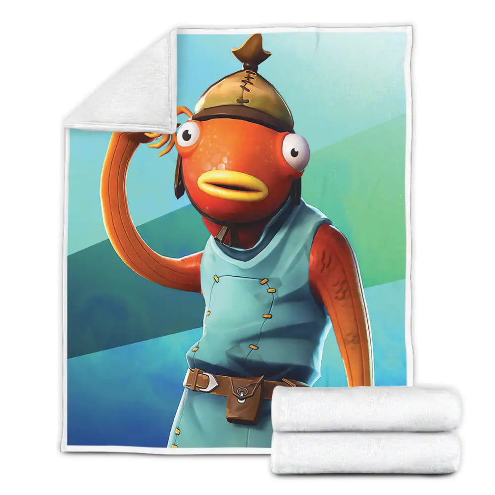 Fortnite Fishstick Skin Portrait Fleece Blanket Gift For Birthday Halloween Christmas Thanksgiving