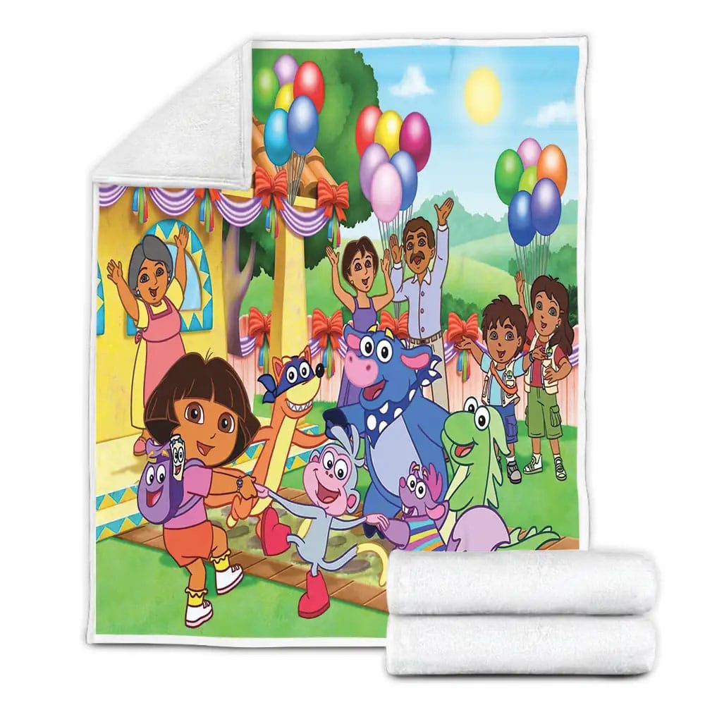 Cartoon Movies Dora The Explorer Fleece Blanket Gift For Birthday Halloween Christmas Thanksgiving