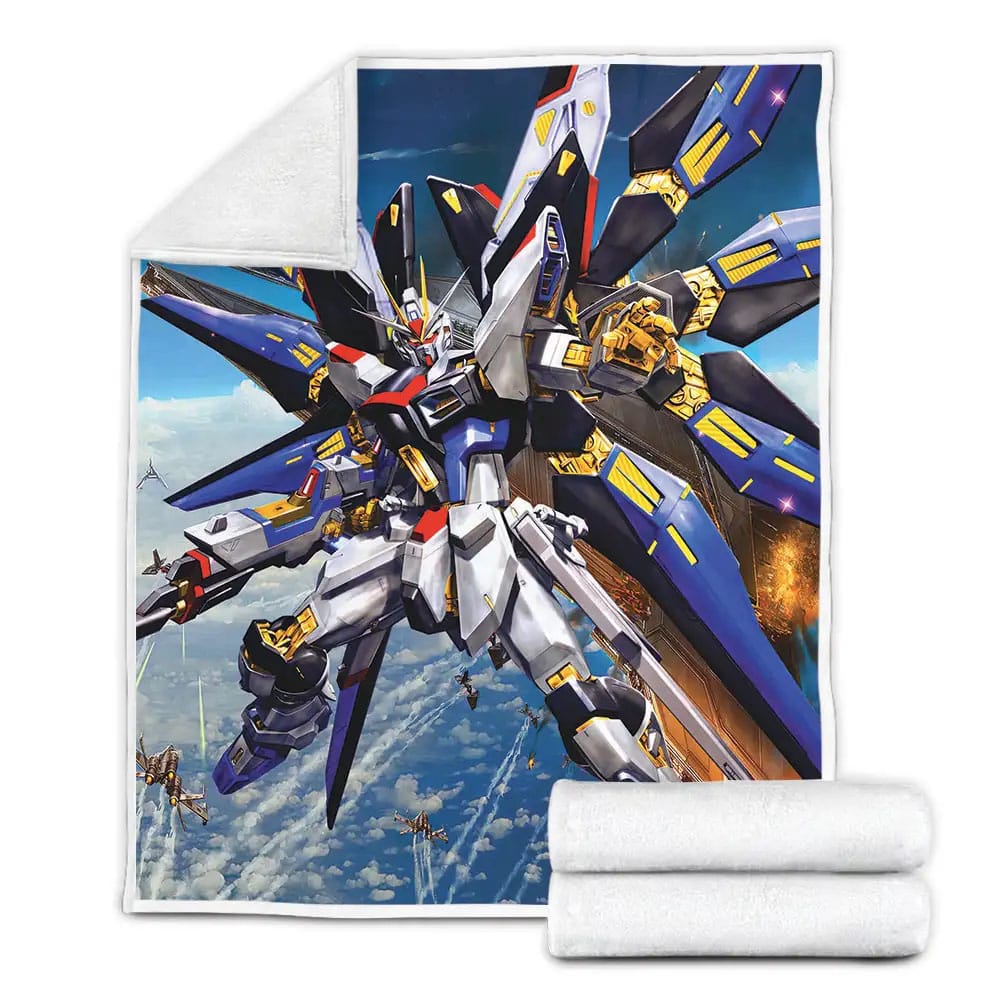 Gundam Strike Freedom In The Sky Fleece Blanket Gift For Birthday Halloween Christmas Thanksgiving