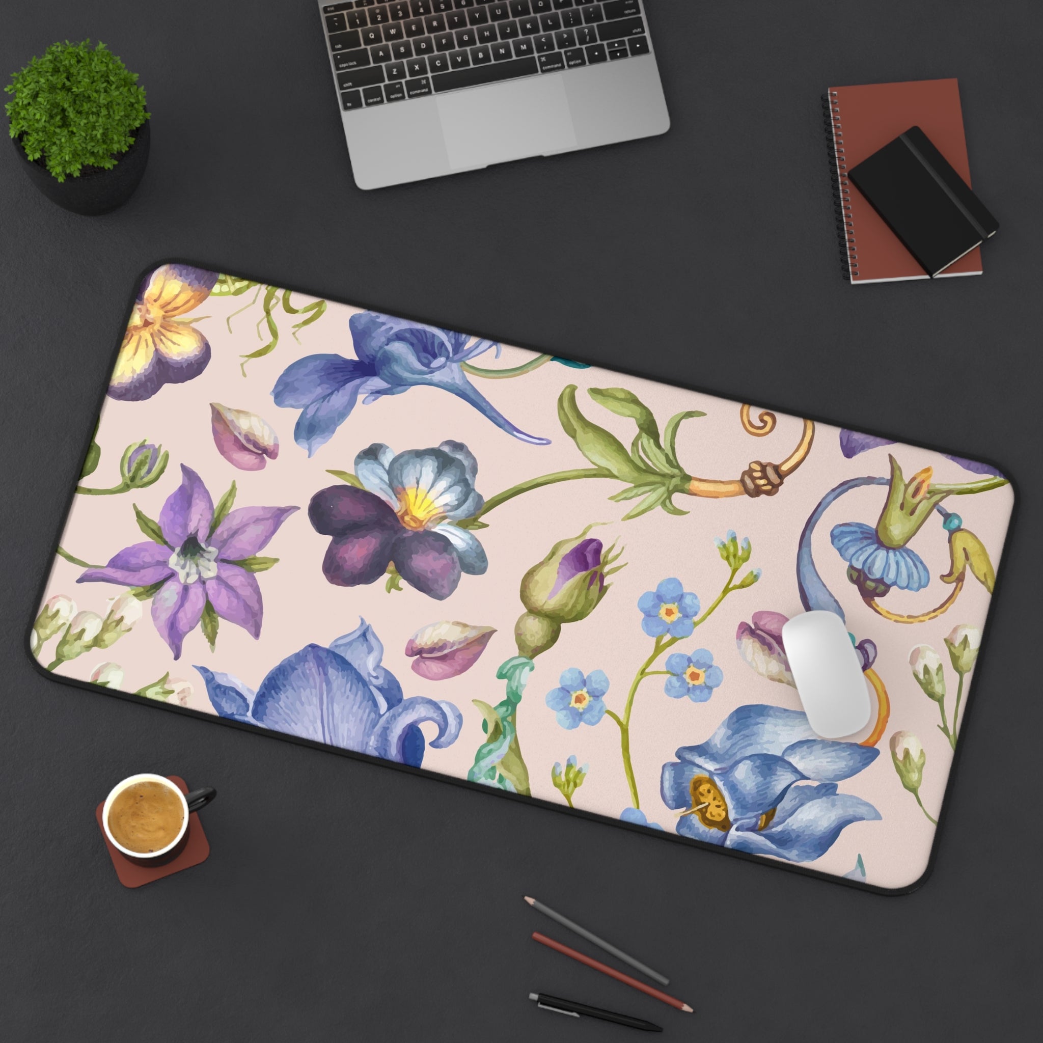 Allleftout Desk Mat Aesthetic Purple Floral
