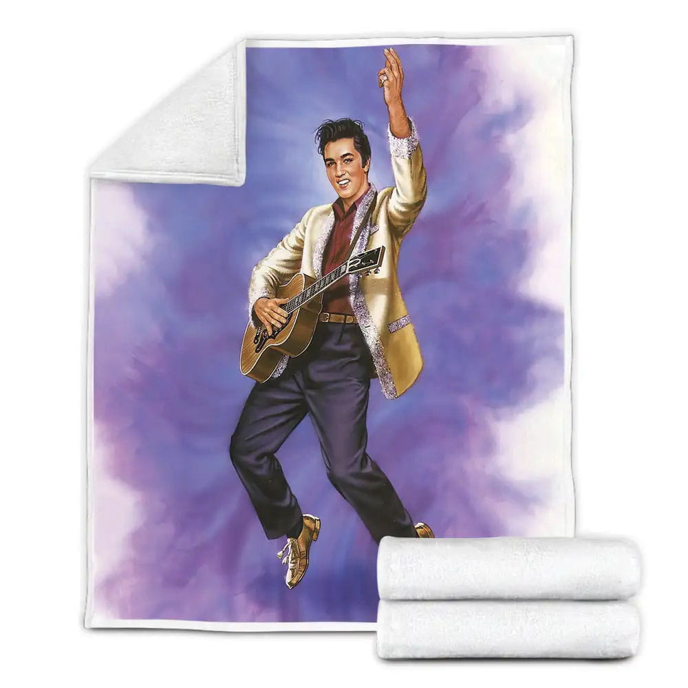 Painting Of Elvis Presley Signature Dance In Performance Fleece Blanket Gift For Wife Husband Besties