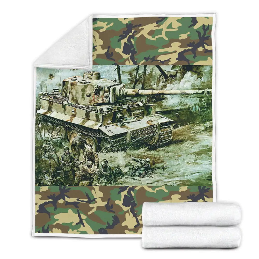 Military Weapon In Ww2 Tiger Tank 1943 Nazi German Tank Fleece Blanket Gift For Wife Husband Besties