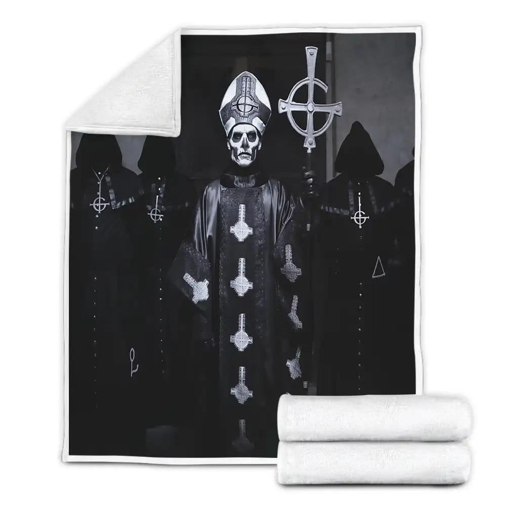 Ghost Band Music In Black And White Photo Fleece Blanket Gift For Christmas Thanksgiving Halloween