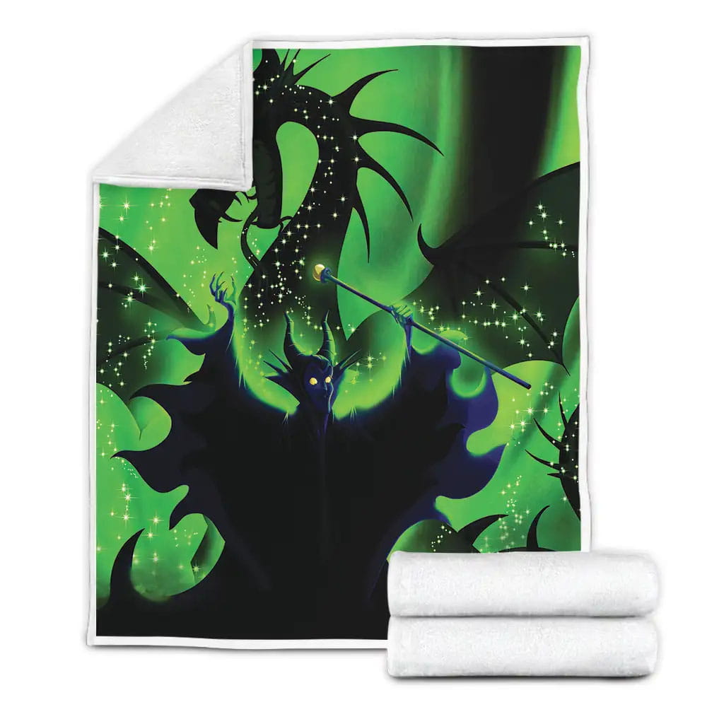 Maleficent Dragon Green Background Fleece Blanket Gift For Birthday Halloween Christmas Thanksgiving