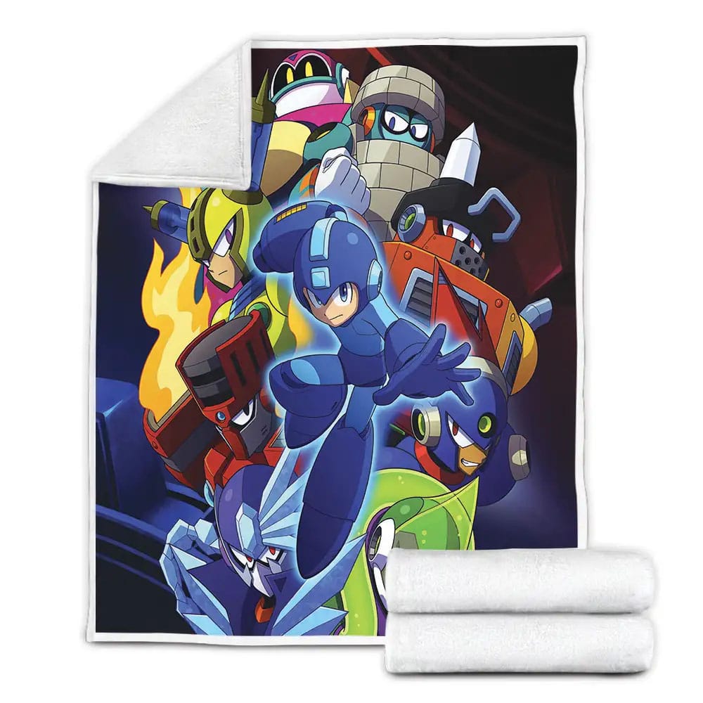 Mega Man And Robot Masters Artwork Fleece Blanket Gift For Birthday Halloween Christmas Thanksgiving