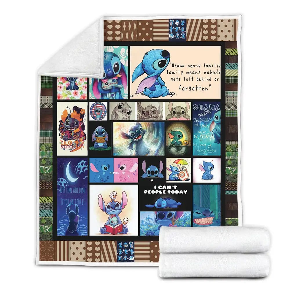Lilo And Stitch Ohana Means Family Fleece Blanket Gift For Birthday Halloween Christmas Thanksgiving