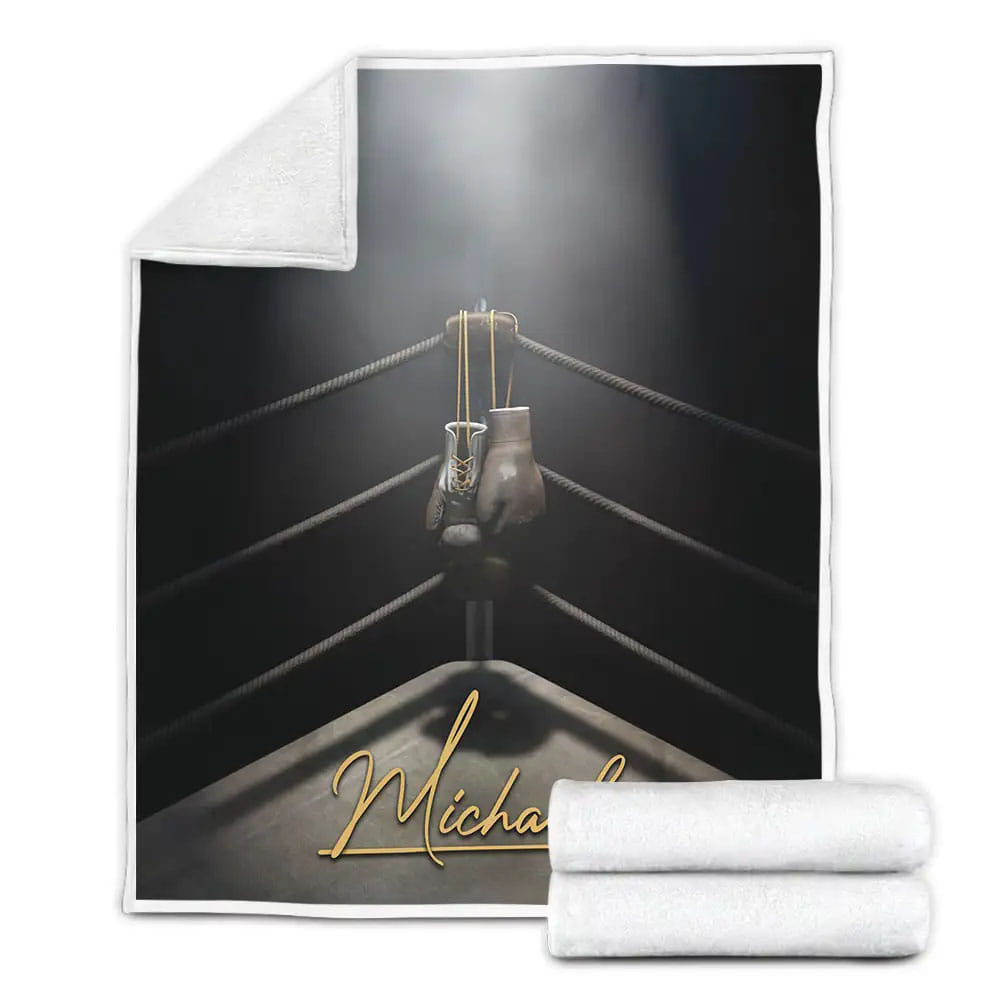Petmytshirt Boxing Gloves Hanging In The Ring Photograph Fleece Blanket Gift For Wife Husband Besties