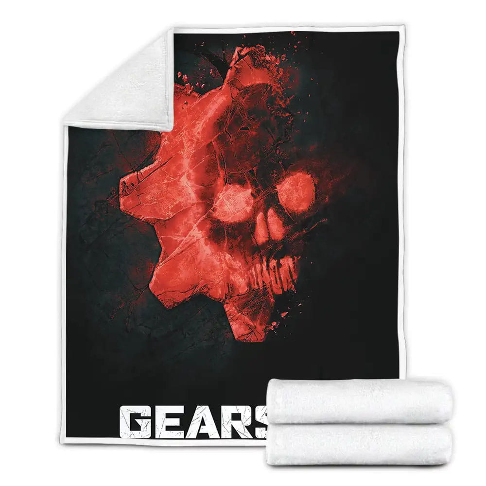 Gears Of War Gears 5 Skull In Red Ice Logo Fleece Blanket Gift For Christmas Thanksgiving Halloween