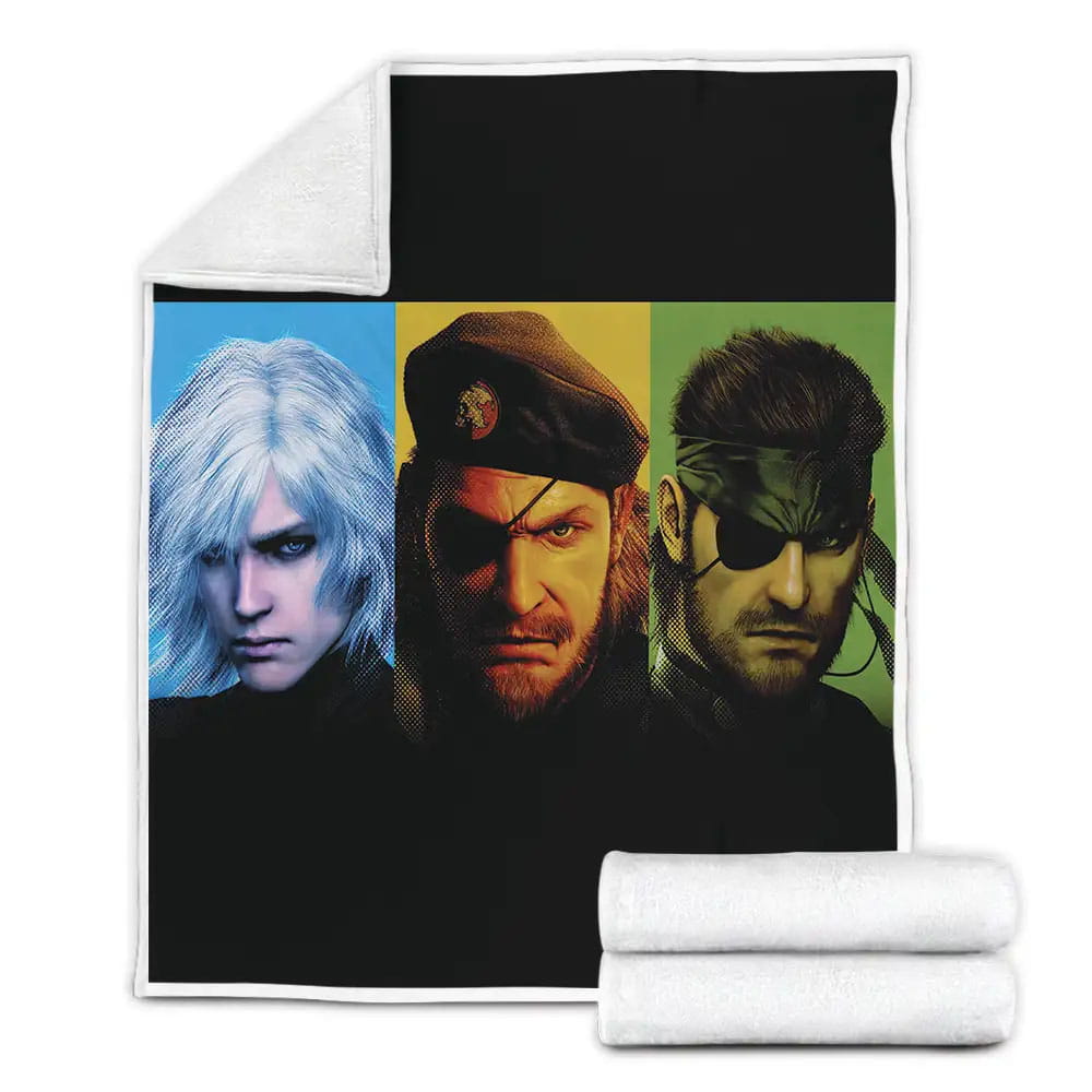 Metal Gear Solid Main Characters Portraits Fleece Blanket Gift For Christmas Thanksgiving Halloween