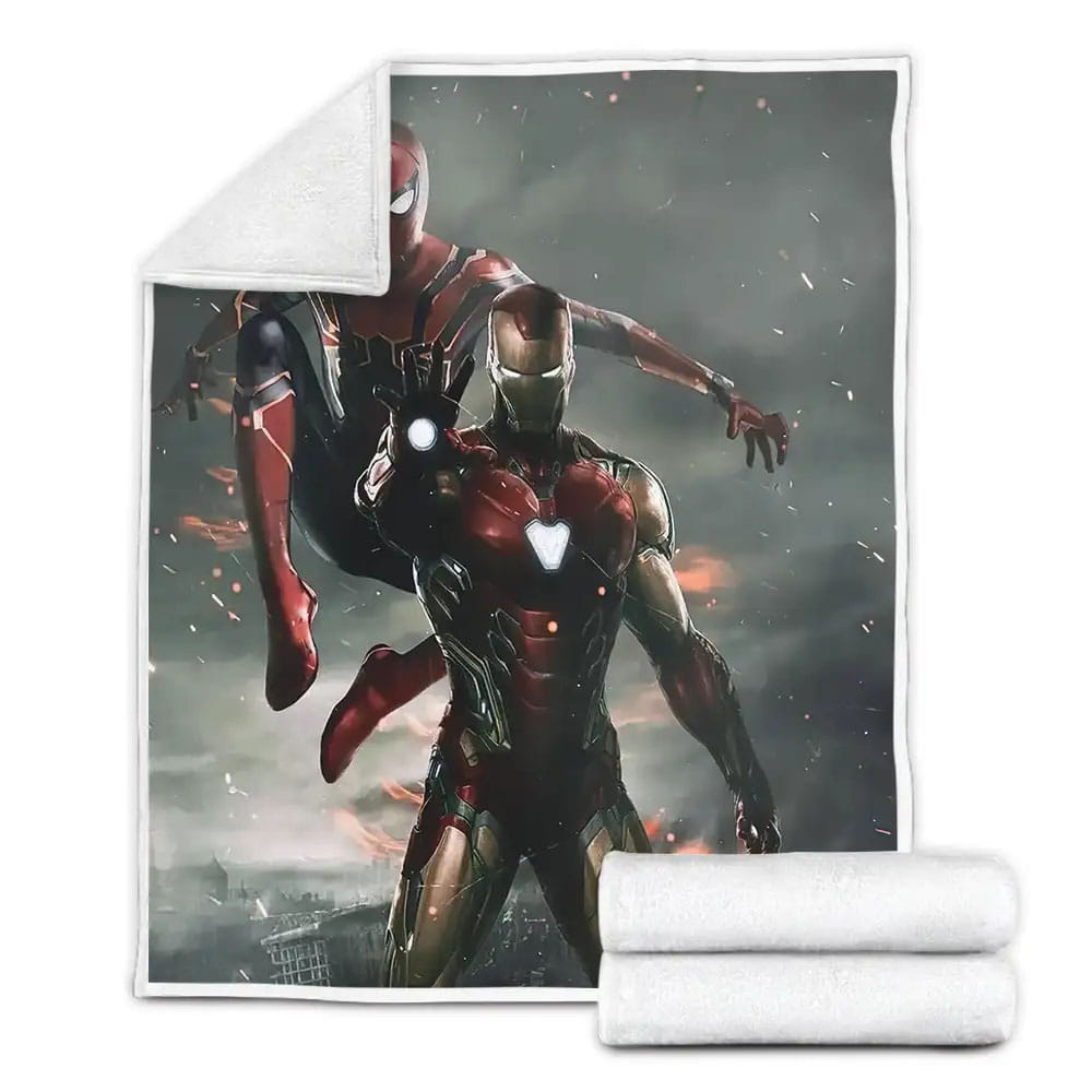 Marvel Iron Man And Spider Man In Infinity Fleece Blanket Gift For Christmas Thanksgiving Halloween