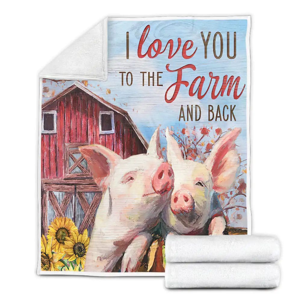 Pig Couple I Love You To The Farm And Back Fleece Blanket Gift For Christmas Thanksgiving Halloween