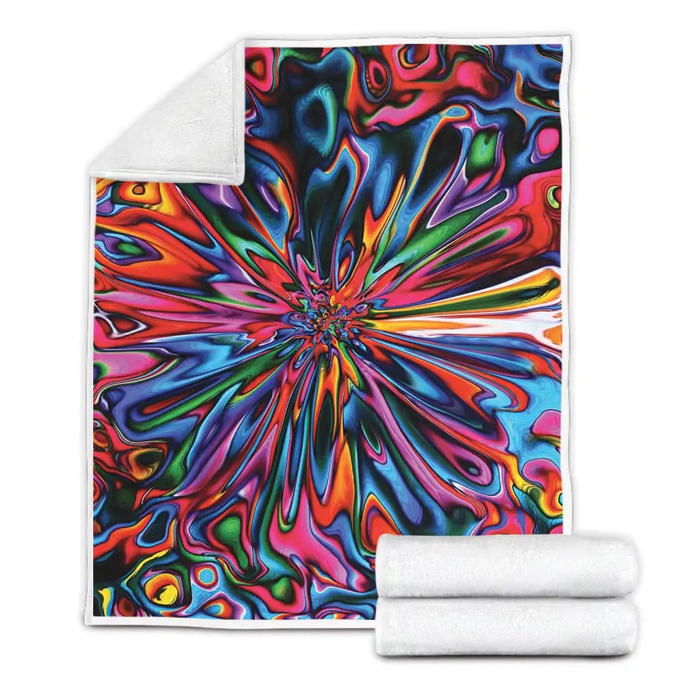 Hologram with Hippie Tye Dye Design Fleece Blanket Gift For Birthday Halloween Christmas Thanksgiving