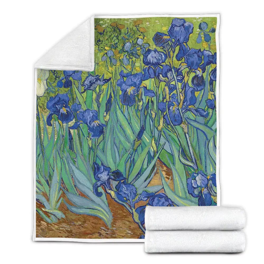 Irises By Vincent Van Gogh May 1889 Fleece Blanket Gift For Birthday Halloween Christmas Thanksgiving