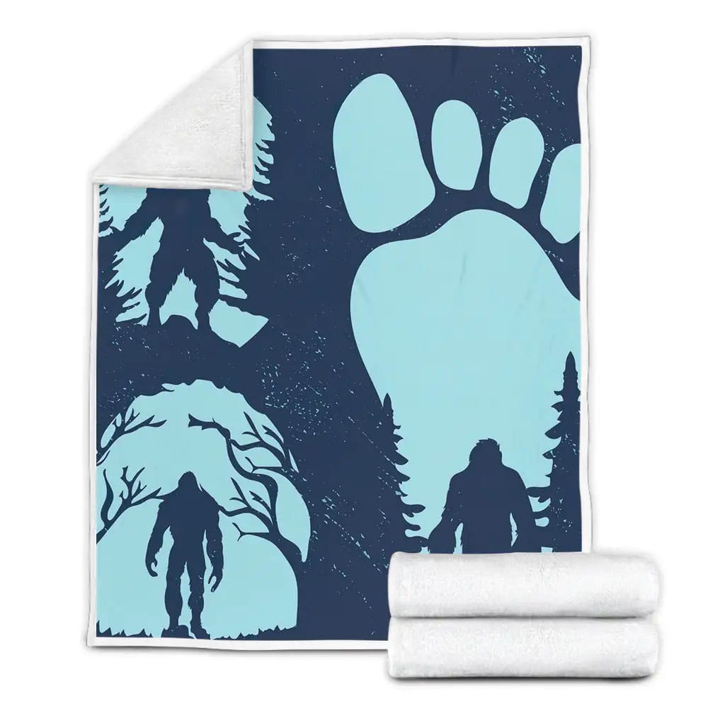 Bigfoot Different Silhouettes Illustration Fleece Blanket Gift For Christmas Thanksgiving Halloween