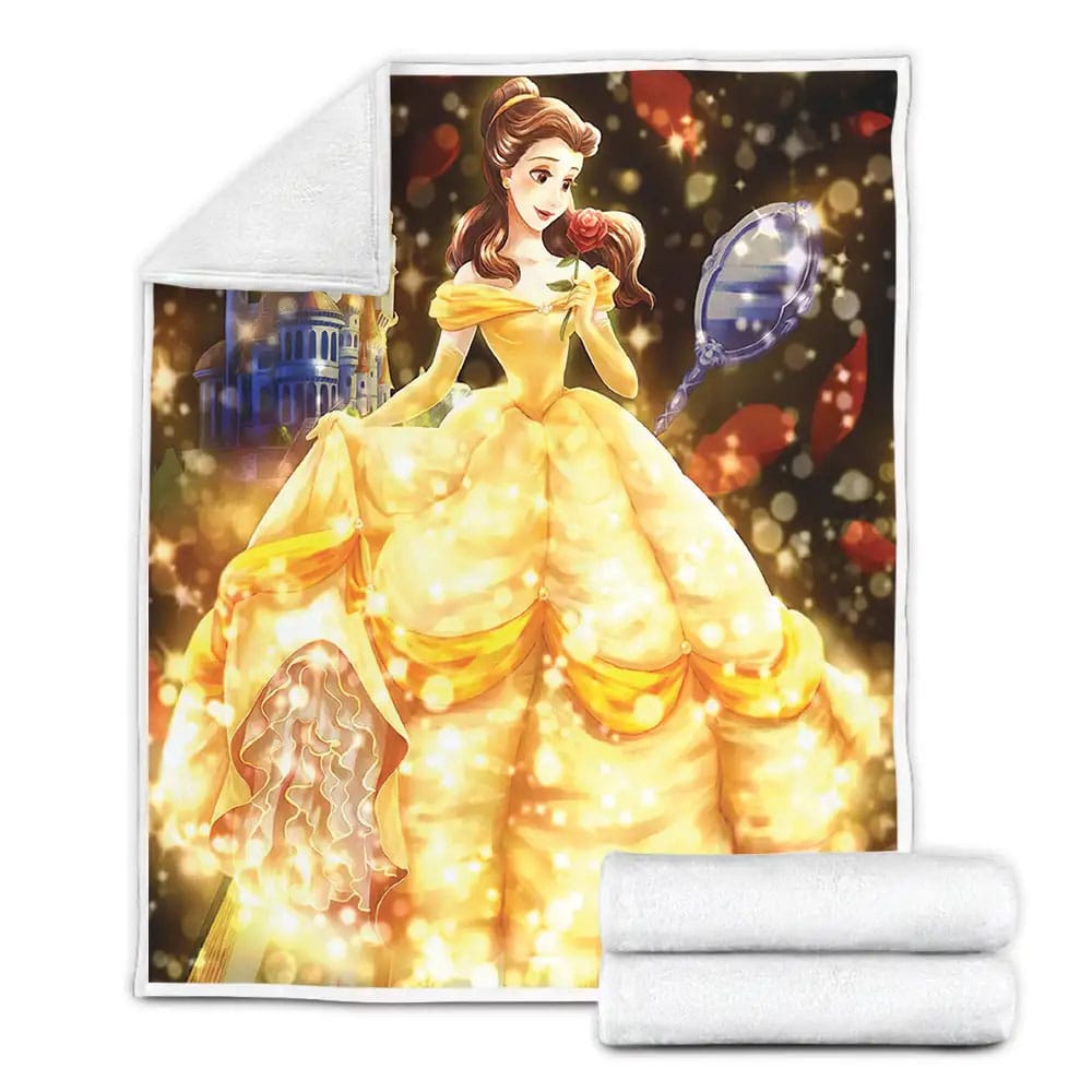 Disney Princess Belle In Magnificent Dress Fleece Blanket Gift For Christmas Thanksgiving Halloween