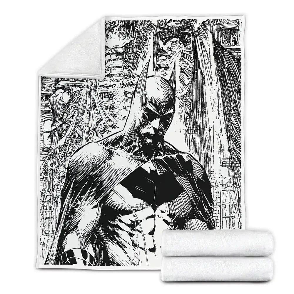 Batman Black White Comic Art 3D Customized Fleece Blanket Gift For Christmas Thanksgiving Halloween