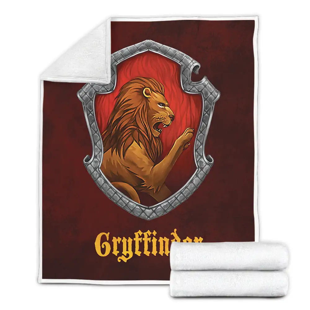 Harry Potter Gryffindor Campus Badge Fleece Blanket Gift For Birthday Halloween Christmas Thanksgiving