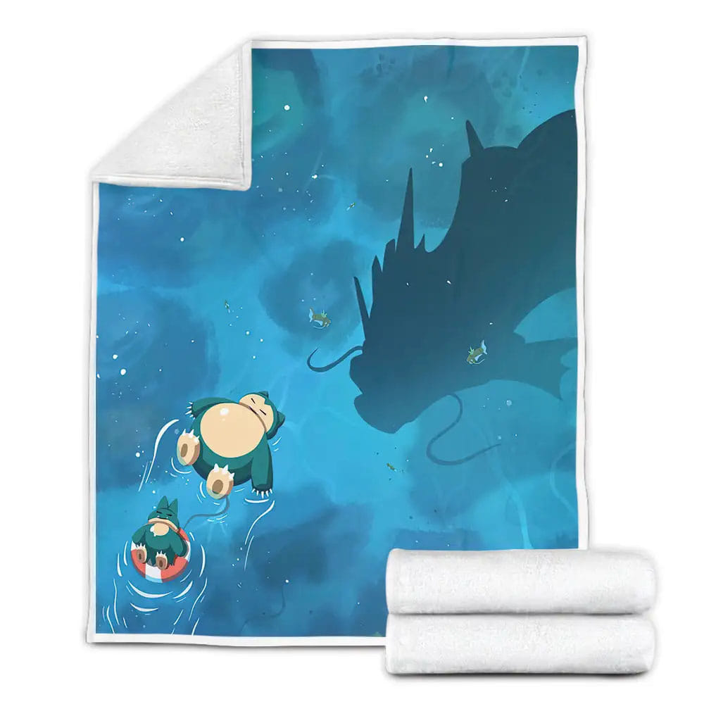 Pok?mon Funny Snorlax Floating On The Water Fleece Blanket Gift For Christmas Thanksgiving Halloween