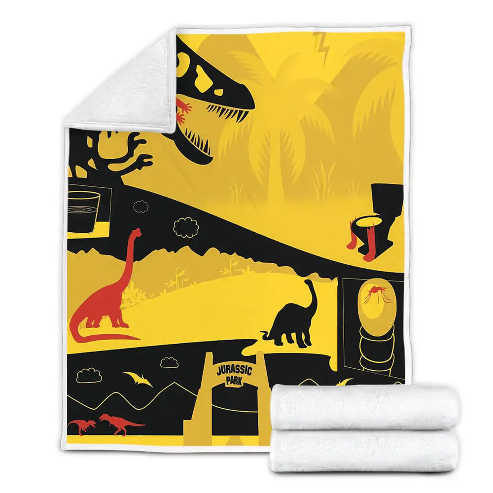 Jurassic Park Movie Yellow Background Photo Fleece Blanket Gift For Christmas Thanksgiving Halloween