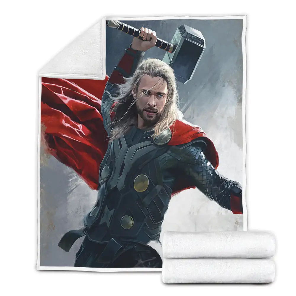 Marvel Thor God Of Thunder Digital Painting Fleece Blanket Gift For Christmas Thanksgiving Halloween