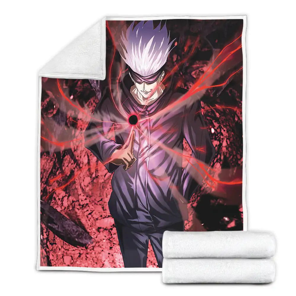 Jujutsu Kaisen Gojo Satoru Power Red Fleece Blanket Gift For Birthday Halloween Christmas Thanksgiving