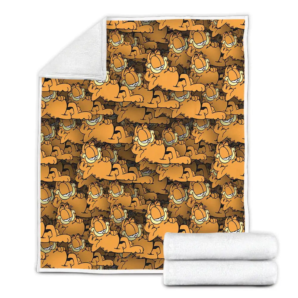 Garfield Lying Down All Over Printed Fleece Blanket Gift For Birthday Halloween Christmas Thanksgiving