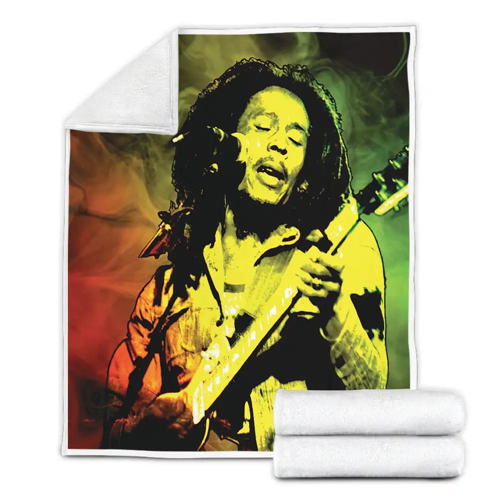 Bob Marley Performing On Stage Artwork Song Fleece Blanket Gift For Christmas Thanksgiving Halloween