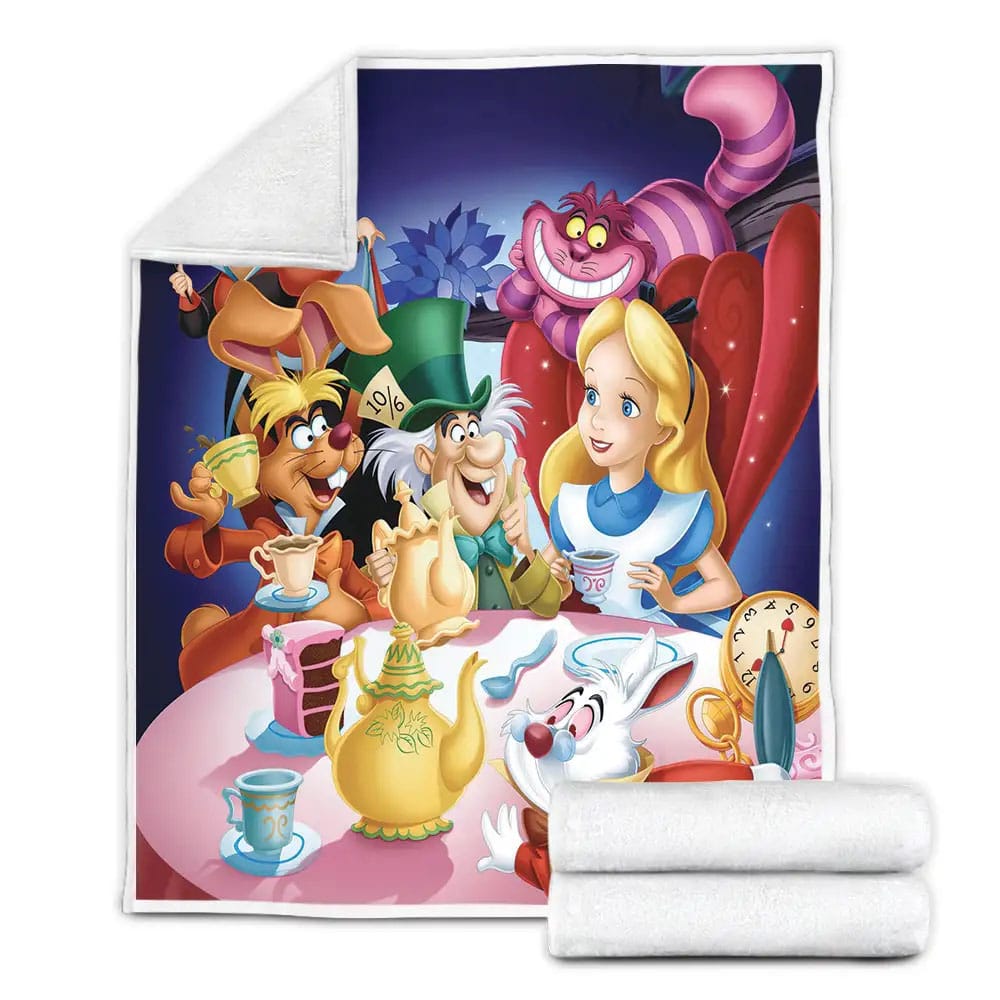 Alice In Wonderland Main Characters Key Art Fleece Blanket Gift For Christmas Thanksgiving Halloween