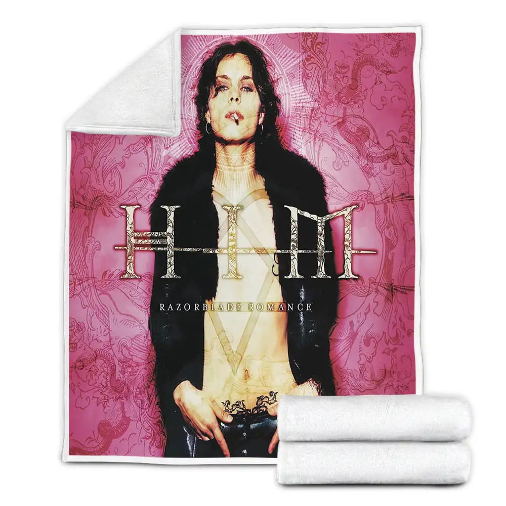 Him Band Razorblade Romance Pink Album Cover Fleece Blanket Gift For Christmas Thanksgiving Halloween