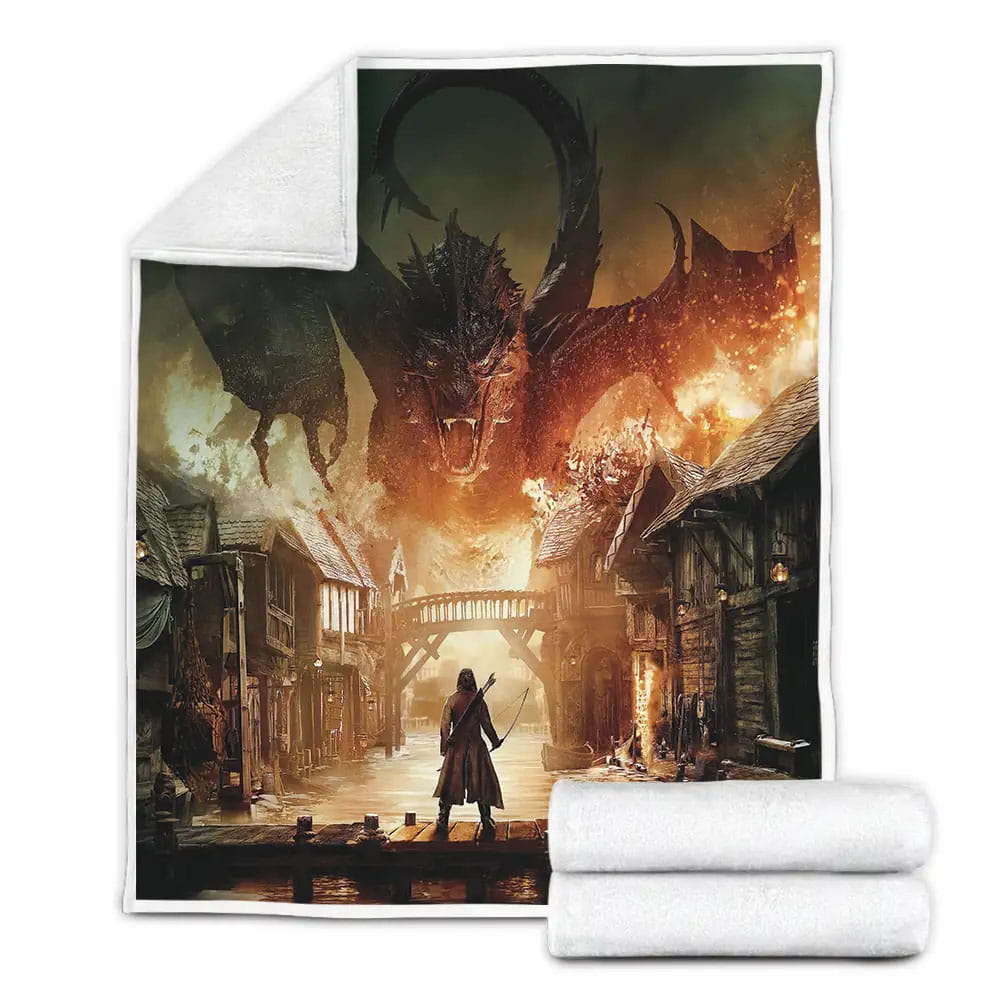 The Lord Of The Ring Bard And Dragon Smaugs Fleece Blanket Gift For Christmas Thanksgiving Halloween