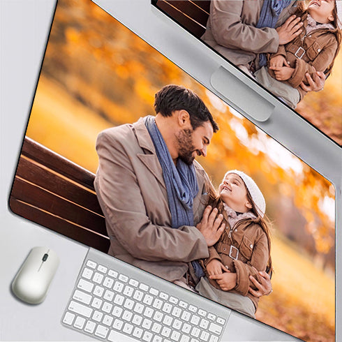 Allleftout Custom Photo Mousepad Harmonious Father And Kids Mousepad 31"X12"