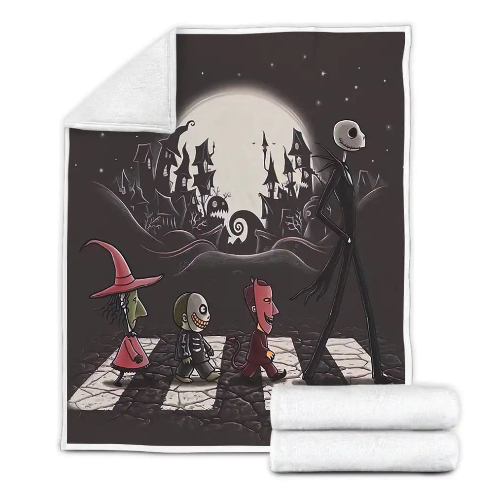 Nightmare Before Christmas Abbey Road Fleece Blanket Gift For Birthday Halloween Christmas Thanksgiving
