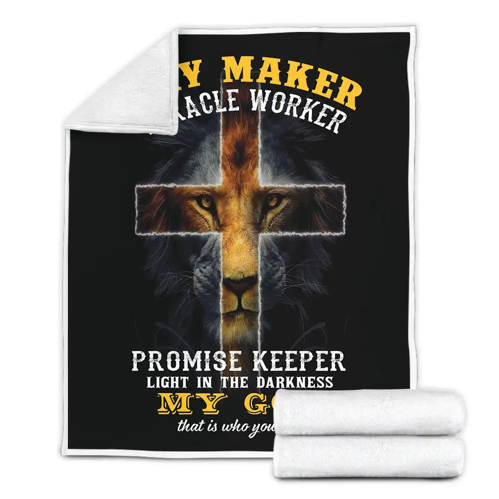 Way Maker Miracle Worker Promise Keeper Jesus Fleece Blanket Gift For Christmas Thanksgiving Halloween