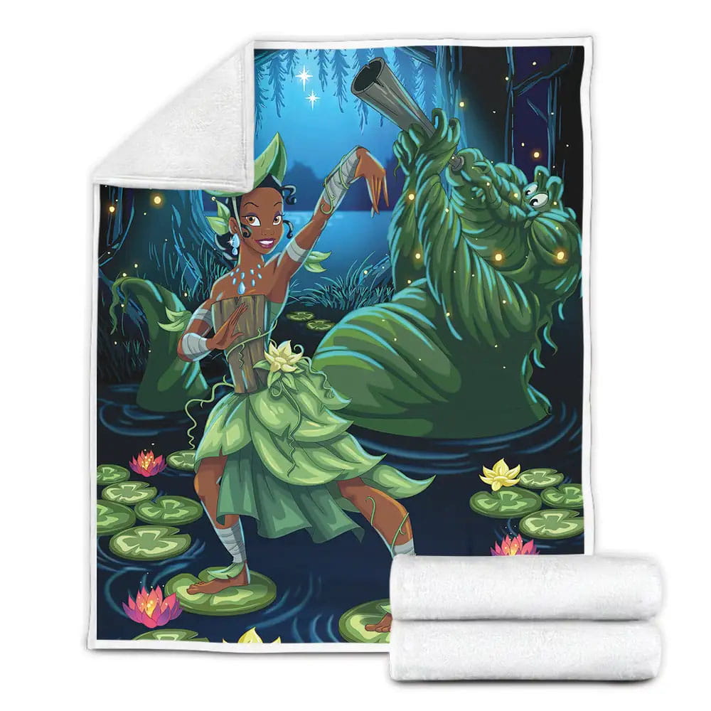 Disney Princess Tiana In Jungle Theme Fleece Blanket Gift For Birthday Halloween Christmas Thanksgiving