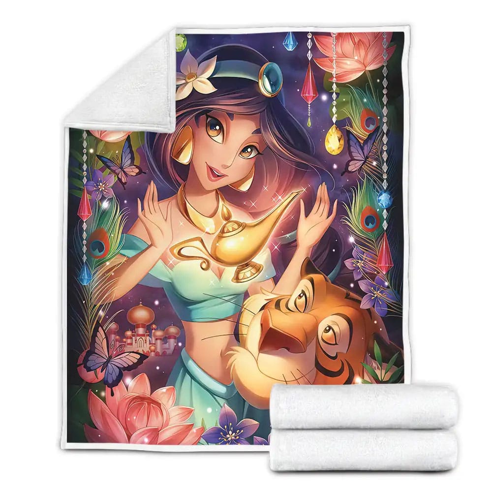 Disney Princess Jasmine And The Magical Lamp Fleece Blanket Gift For Christmas Thanksgiving Halloween