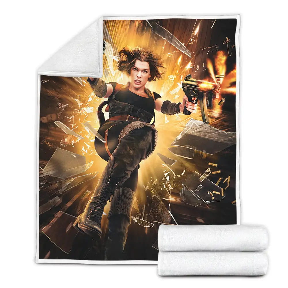 Resident Evil Afterlife Movie Original Poster Fleece Blanket Gift For Christmas Thanksgiving Halloween