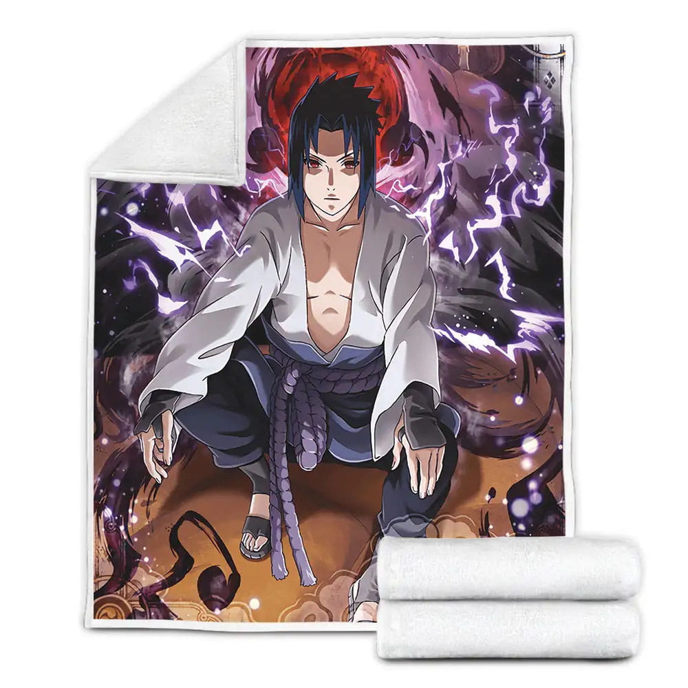 Sasuke With Power Of Sharingan Artwork Fleece Blanket Gift For Birthday Halloween Christmas Thanksgiving