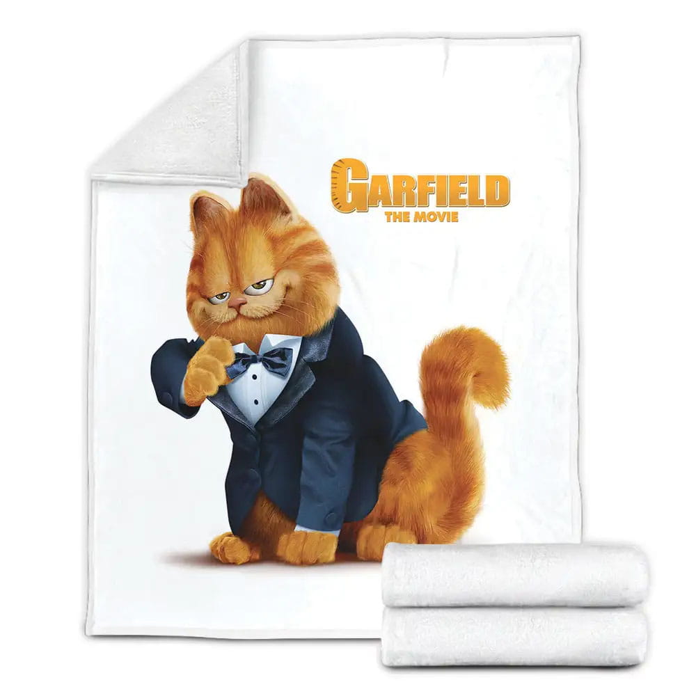 Garfield In Formal Suit In Garfield The Movie Fleece Blanket Gift For Christmas Thanksgiving Halloween