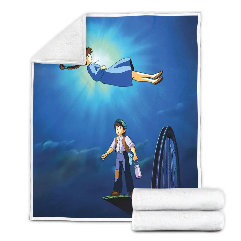 Castle In The Sky 1986 Movie Posters Fleece Blanket Gift For Birthday Halloween Christmas Thanksgiving